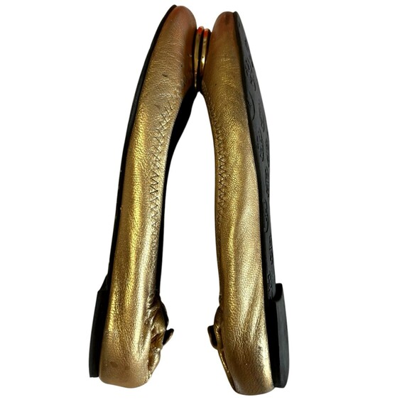 Tory Burch Distressed Leather Reva Gold Ballet Flat Slip On Shoes Womens Sz 6.5 - Picture 11 of 16